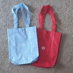 Lululemon Athletica Red and Light Blue Tote Bags
